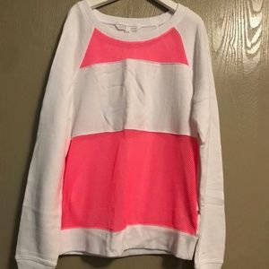 NEW XS Victorias Cotton Sweatshirt Mesh White Pink